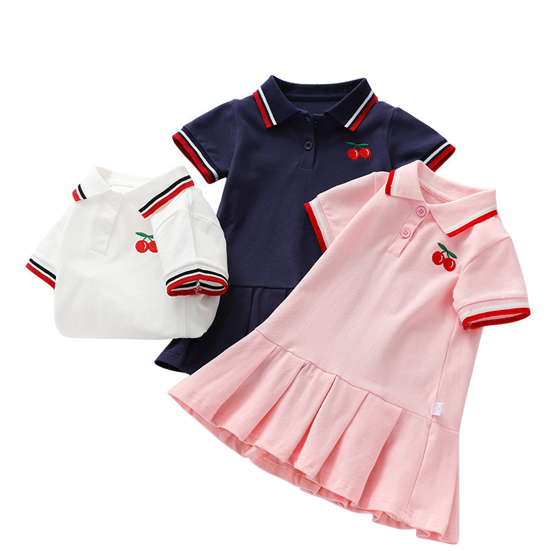 wholesale 2021 summer 2-7 year High quality casual little girls Dress baby print short sleeve cotton ruffle princess girl dress
