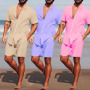New 2023 Jogger Custom Logo Casual Sweatshirt Lounge wear Vintage Designer Stacked Beach Clothing 2 Pieces Short Men Sets