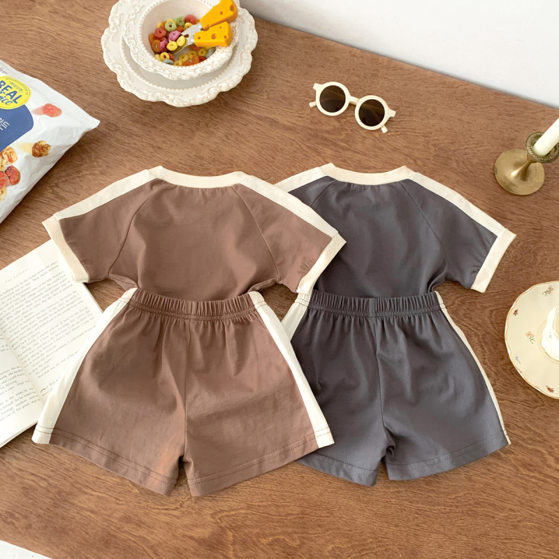 Conyson New Fashion Summer Unisex Newborn Organic Print Korean Casual Infant Short-Sleeved T-shirt Shorts Two-Piece Baby Set