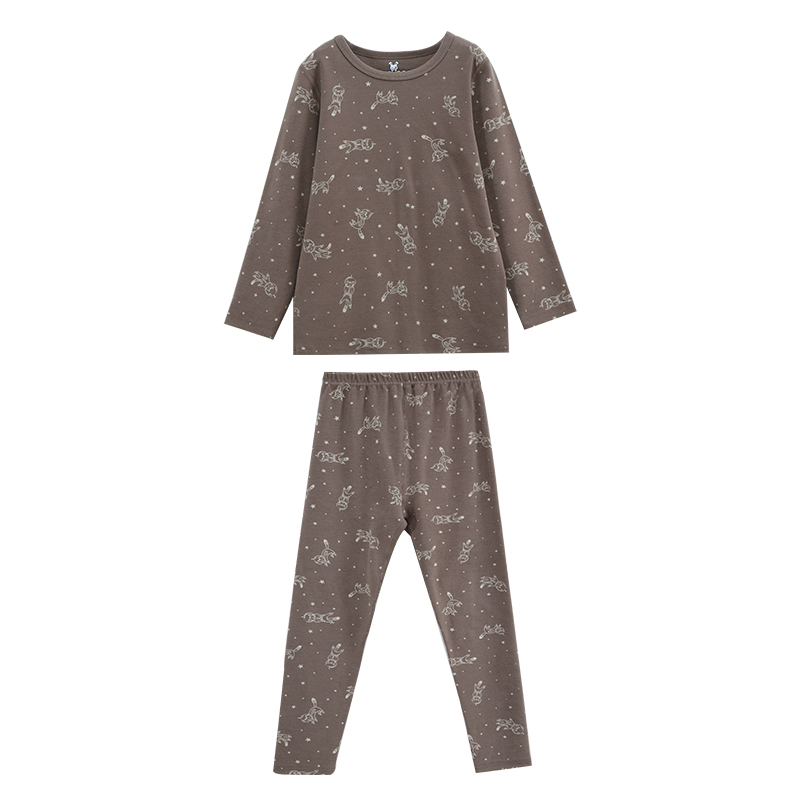 Children warm clothes cotton comfortable fabric unisex kids plain pajamas boys sleepwear