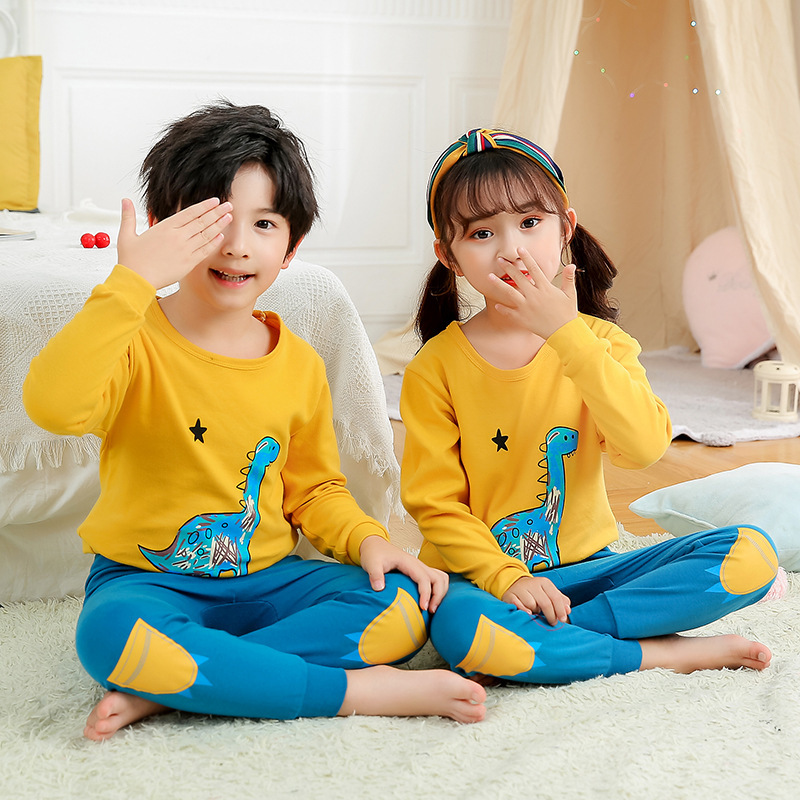 Wholesale Cute Long Sleeve Breathable Custom Kids Pjs Pyjamas Cartoon Kids Pajamas Sets