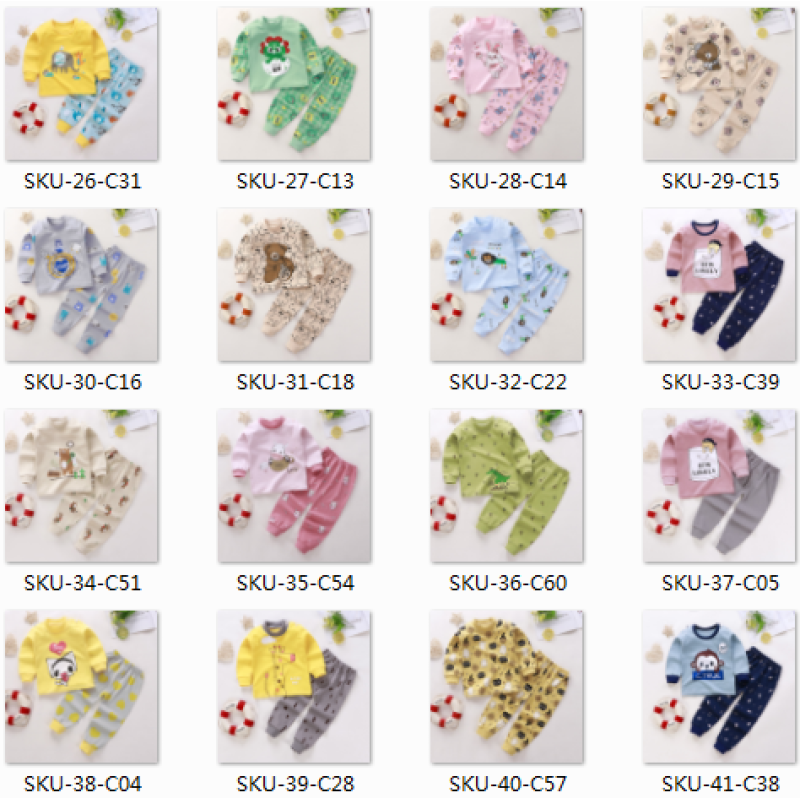 Conyson Wholesale Winter Long Sleeve Knitted Boys Clothes 2Pcs Baby children cartoon Suits for Kids cotton clothing pajama sets