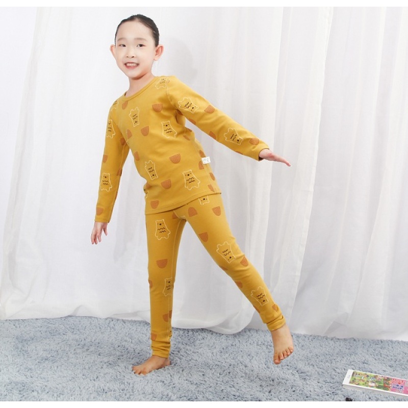 Custom 3-11 Years Anti-Static Long Sleeve Knitted Kids Cartoon Pajama Girls' Sleepwear Set