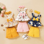 Factory Price Baby Girls Clothing Sets Cute Bowknot Baby Clothing Three-piece Sets Summer Baby Girl Clothes