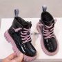 Conyson wholesale kids korean fashion designer lace-up candy color martin boot boy girls autumn winter PU Leather outdoor shoes