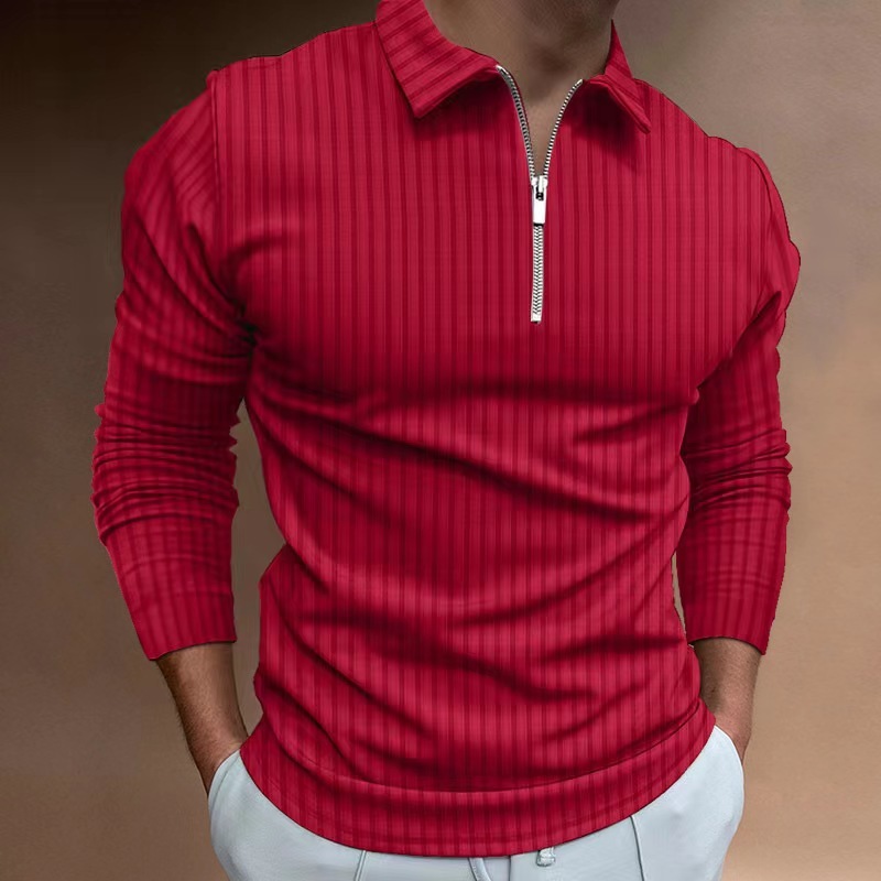 Conyson New Style Spring Autumn Pure Color Long Sleeve Fashion Stripe Splicing Custom Logo Sports Loose Golf Men's Polo T-shirts