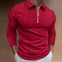 Conyson New Style Spring Autumn Pure Color Long Sleeve Fashion Stripe Splicing Custom Logo Sports Loose Golf Men's Polo T-shirts