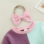 Conyson New Style Girl Baby Clothing Patchwork Jumpsuits Knitted Sweater Button Romper Suits Cute Infant Ribbed Playsuit