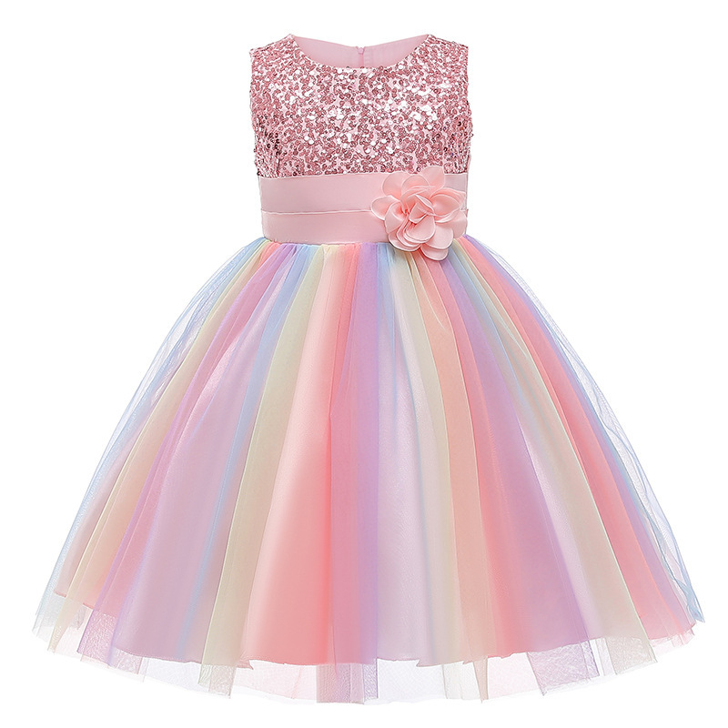 Girl Sequin Tutu Girl Performance Party Princess Dress Gauze Wedding Dress Flower Baby Girl Dress