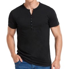 Conyson Europeon Style Good Quality Summer Pure Color Organic Cotton Vintage Loose Breathable Men's Button T-shirt Polo t Shirts