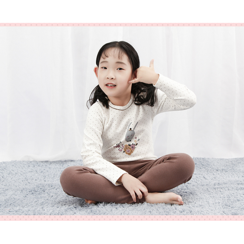 Conyson Wholesale Hot Selling Cotton OEM Service Terno Kids Warm Sleepwear 2 Pcs Girl Cartoon Pajamas Sets