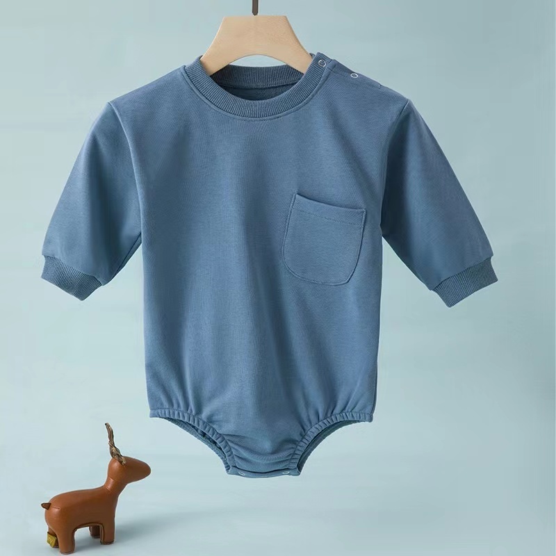 Conyson Wholesale New Autumn baby High Quality romper Solid Cotton Long Sleeve Infant Baby sweatshirt Romper