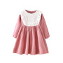 Girls' Corduroy Round Neck Retro Cotton Baby Dress Baby Long sleeve Casual Dress