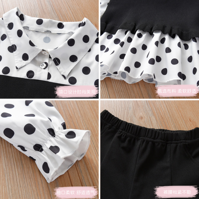 Conyson Hot Sale Spring Two Piece Outfits Dress + Bell-bottomed Pants Cute Baby Girl Clothes Kids Casual Wear Kids sets