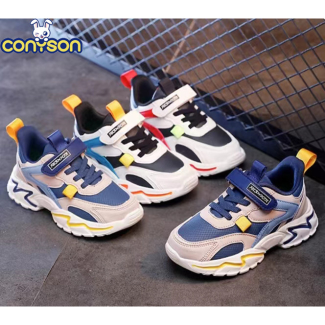 Conyson Hot Wholesale Latest Design Sports Style Solid Mesh Breathable Lightweight Rubber Kids Shoes Boys Casual Sneakers