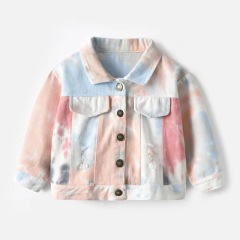 Conyson New Style Stock Lots Spring Summer Long Sleeve Fashionable Tie Dye Kids Boys And Girls Outdoor Shorts Denim Jacket