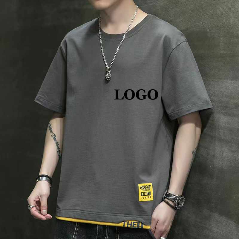 Conyson Wholesale Spring Summer 180gsm Oversized T Shirt Custom 100% Cotton Printing Logo Printed White Black men's T-shirt