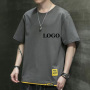 Conyson Wholesale Spring Summer 180gsm Oversized T Shirt Custom 100% Cotton Printing Logo Printed White Black men's T-shirt