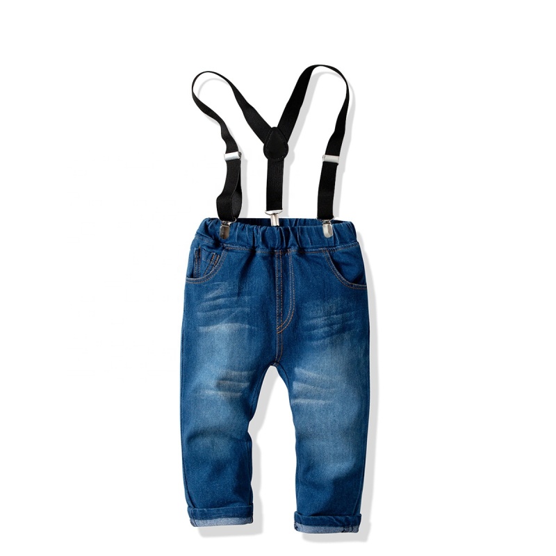Newest Boys Gentlemen Suits Long-sleeved Collar Shirt Denim Boys Clothing Handsome Set