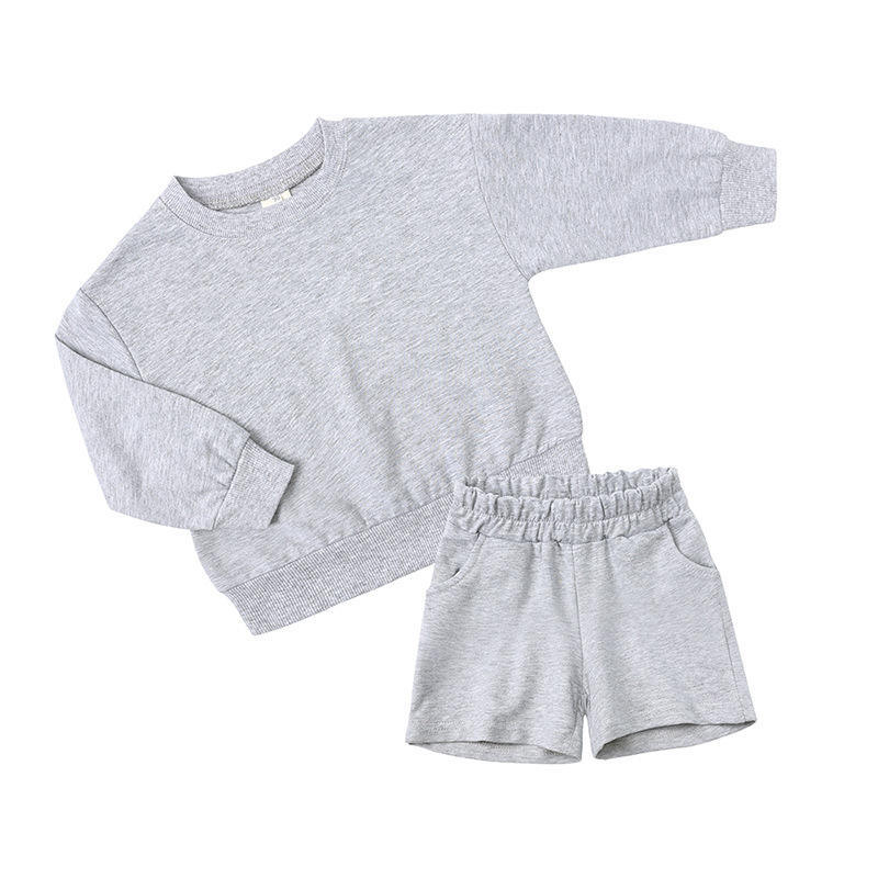 Conyson customize tracksuit baby Biker Shorts Set 2022 Custom Designer Clothes Blank Two Piece set Kids Hoodie Set
