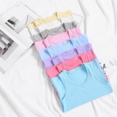 Summer Custom Design Solid Color O-Neck Waistcoat Baby Girl Vest Tank Top Girls Knitted Sleeveless Baby Top