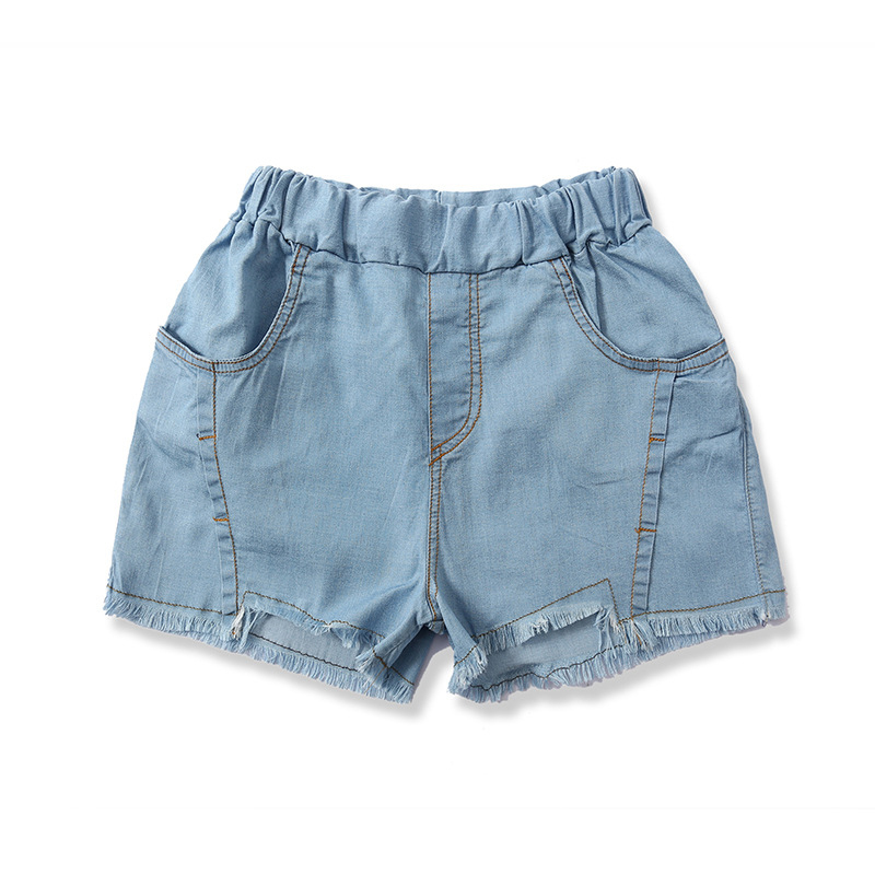 Custom 3-8Years Casual Pockets Washed Kids Summer Jean Shorts Little Girls Shorts For Kids