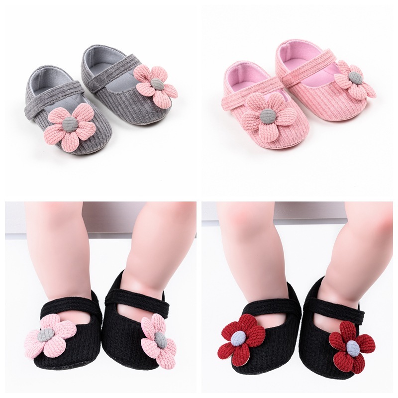 Conyson Wholesale Soft Sole Cotton Spring Flower Bowknot Anti-slip Toddler Baby Girl Princess Shoes