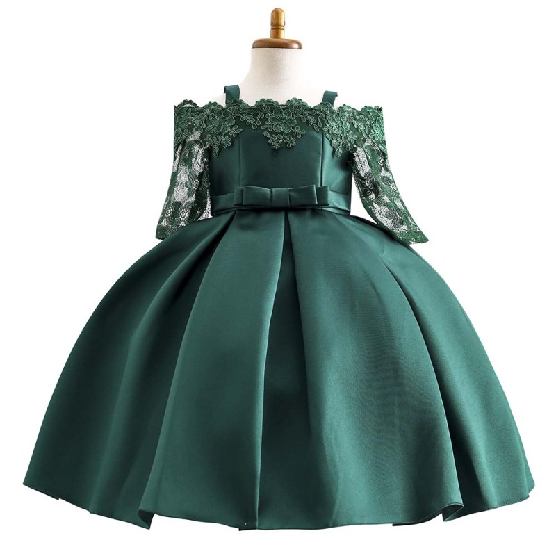 Hot Sale Solid Knee-Length Sleeveless Children Frock Girls Cinderella Princess Dresses For Kids