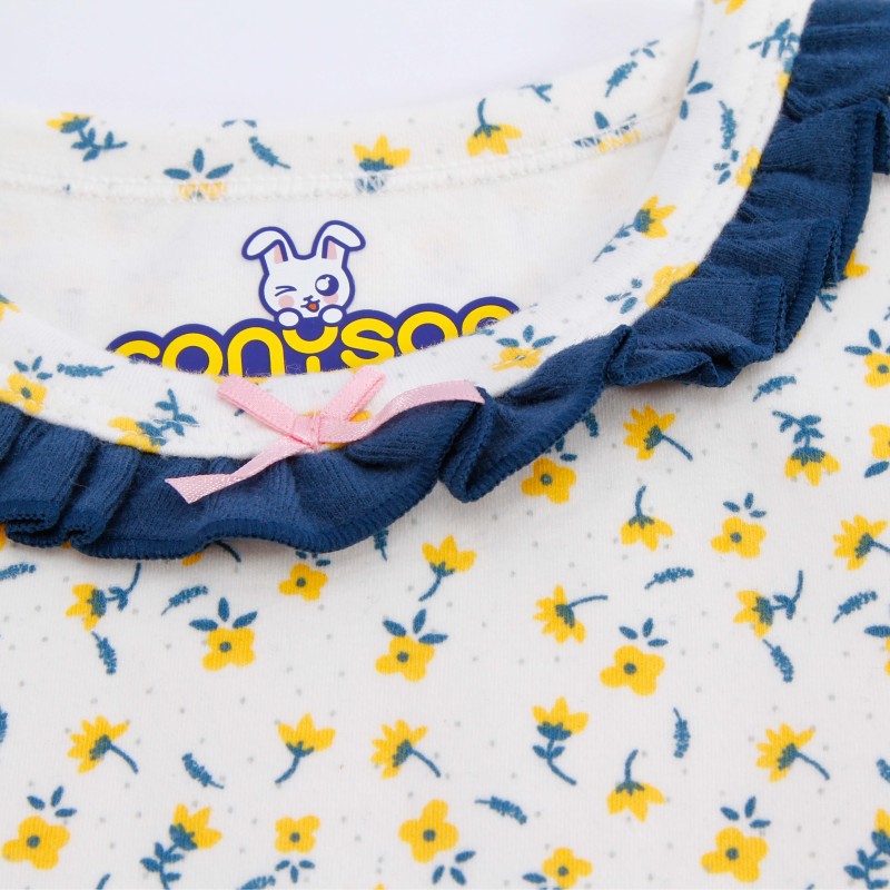 Winter Floral Long Sleeve Pijamas Kids Pyjamas Custom Ribbed Wholesale Pajamas Kids Organic Girls' Sleepwear