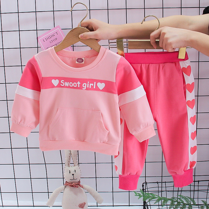 Conyson korean fashion kids boutique New designers Bow Two-piece Winter Clothing Suit Children's print Letter girls clothes Sets