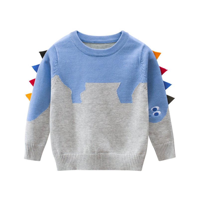 Round Neck Sweater Street Loose Pullover Child Sweater Autumn New Cotton Style Kids Boys Knitted Sweater Pullover