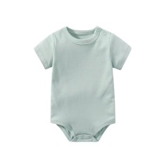 Conyson Wholesale Soft Babi Kids Rompers Unisex Baby Clothes Casual Solid 100% Cotton Short Sleeves Newborn Jumpsuits