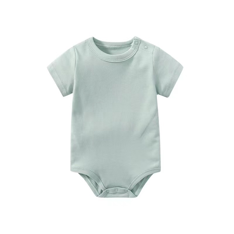 Conyson Wholesale Soft Babi Kids Rompers Unisex Baby Clothes Casual Solid 100% Cotton Short Sleeves Newborn Jumpsuits
