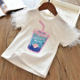 2021 New Hot Sell Summer girls t shirt Baby tee kids tops Children fashion clothes milk cup bling sequins top tees