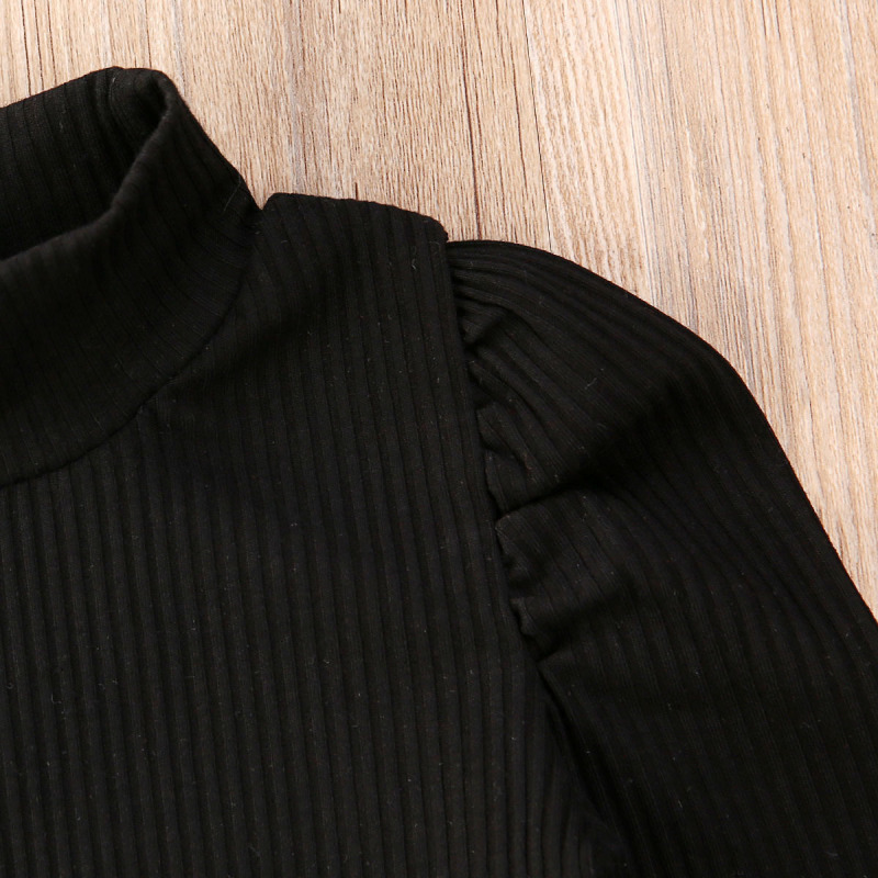 Girls Fashion Clothes 2 Pieces Suit Sweater Tops Hot Sale Kids Solid Color Long-sleeved Top Leather Skirt Girl Clothing Sets