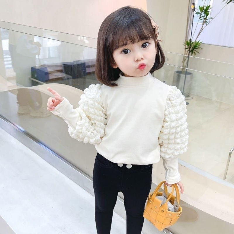 Conyson Spring Girls Baby Bottoming Shirt New Children's Fashion Long-sleeved T-shirt Kids Outer Wear Puff Sleeve Sweater