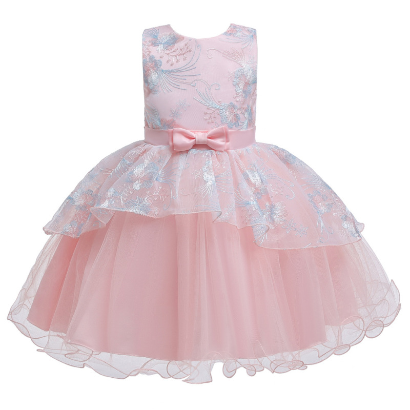 Conyson New Girl's Birthday leisure Party sleeveless Dresses Girls Summer casual Dresses Kid Girls satin lace Pattern Bow Dress