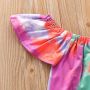Conyson Wholesale Hot Sale Summer Kids Clothes Tie-dyed Print Fantasy Short Sleeve Pullover Denim Shorts Headband 3pcs Sets Kids