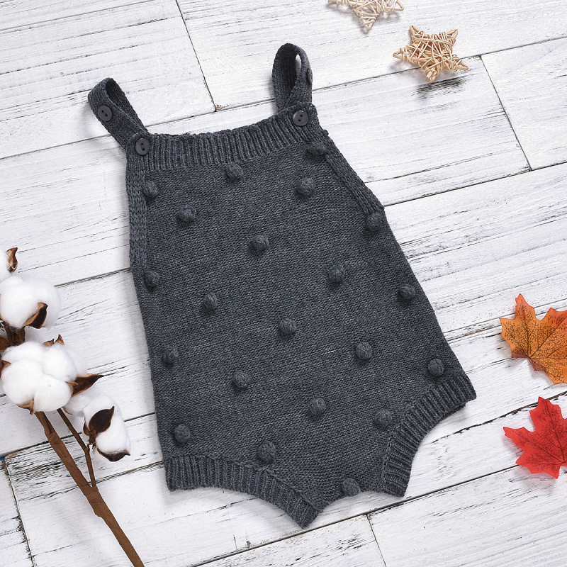 Spring Autumn Clothing Infant Newborn Baby Boy Girl Jumpsuit Solid Baby Bodysuit  Solid Pompom Knitted Rompers Infant Clothes
