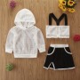New Summer Kids Girl Sports Clothes Set Girls Hooded Shirt Vest Pants Girl Suspenders Vest 3pcs Outfits Kids Cotton Hollow Cloth
