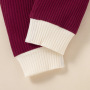 Baby Girl Casual Solid Color Clothes Suit Plain Pullover Sweatshirts Toddler Baby Pullover And Trousers Set