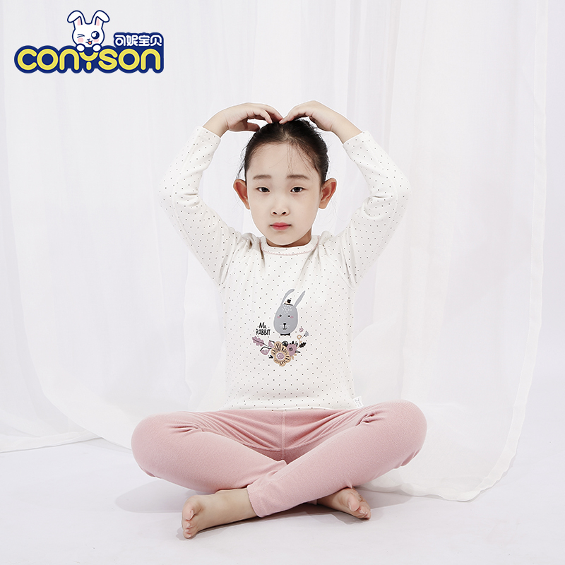 Conyson Wholesale Hot Selling Cotton OEM Service Terno Kids Warm Sleepwear 2 Pcs Girl Cartoon Pajamas Sets