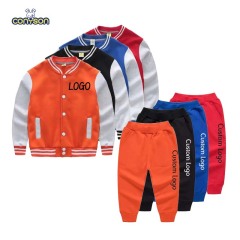 Conyson Outdoor Custom Logo Wholesale Kids Baseball Jacket Jogging  Leather Sleeves Letterman Suit