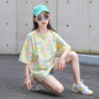Conyson Wholesale Kids Clothes Baby Girls Fashion Letter Printed Short Sleeve Embroidered Outfit Casual Kids Little Girls Shirts