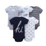 High Quality Short-Sleeve 5Pieces Baby Bodysuit Set Import Baby Clothes From China