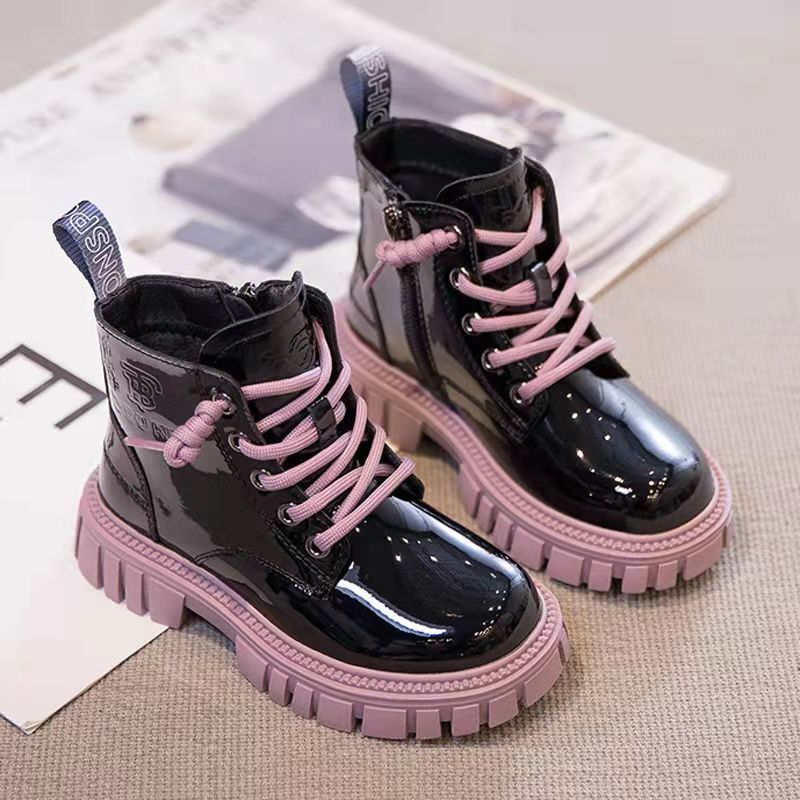 Conyson wholesale kids korean fashion designer lace-up candy color martin boot boy girls autumn winter PU Leather outdoor shoes