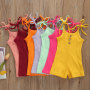 Conyson New Designer Kids Clothes Baby Girls Summer Jumpsuit Children Solid Straps Halter Short Knitted Toddler Girls Rompers