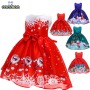 Conyson Wholesale Hot Sale Designer Christmas Party Wear  Boutique Printed Trailing Baby Girls' Dresses