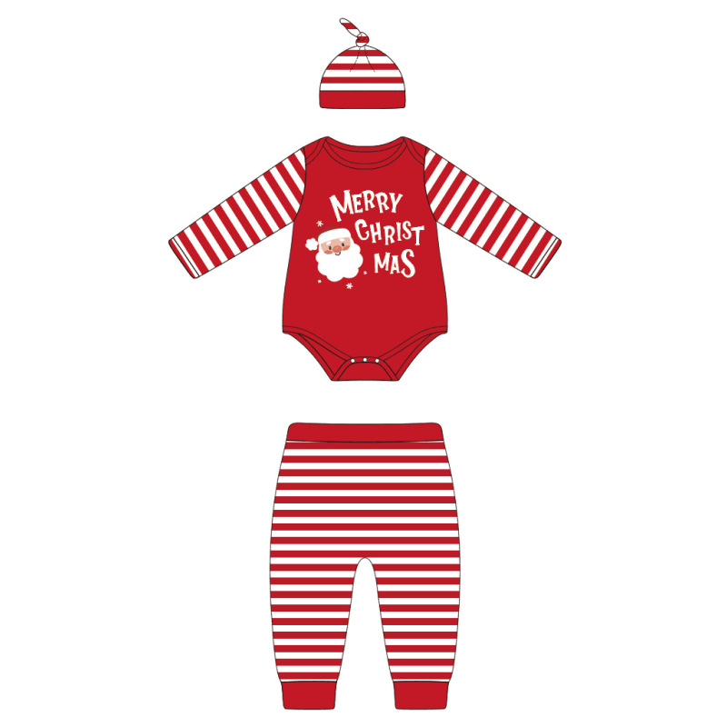 Conyson hot sale rts toddler baby Christmas fashion boy girls' infant kids clothes suit 100% cotton boutique romper clothing set