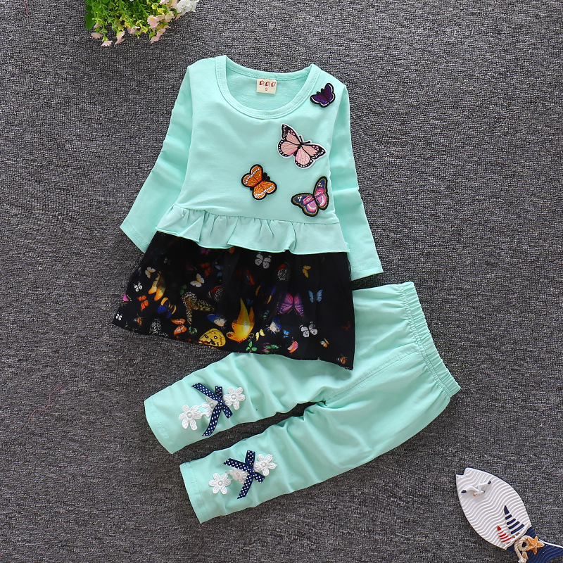 Conyson Factory Direct Discount Price kids Girls Clothes Long Sleeve Girls 2 Piece Children's Leisure Cartoon baby clothing Set
